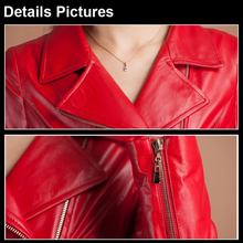 Load image into Gallery viewer, Genuine Sheep Leather Jacket Windbreak Long Lamb Leather Outer Coat