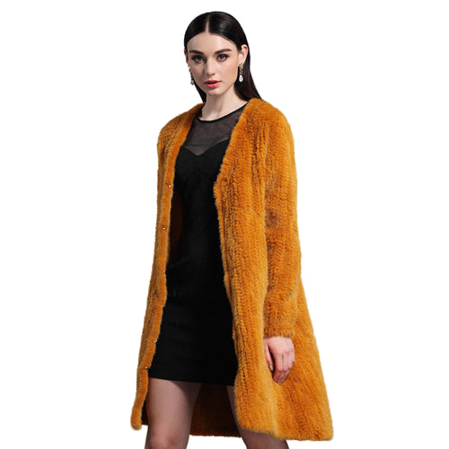 Women's Genuine Knitted Mink Fur Coat Long Coat Cardigan Female 16166