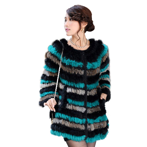 Knitted Rabbit Fur Coat Jacket Vest Sweater Long and Short Version 13003