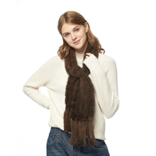 Load image into Gallery viewer, Women&#39;s Knitted Mink Fur Scarf For Winter Warm Shawl Scarves Fur Story FS050303