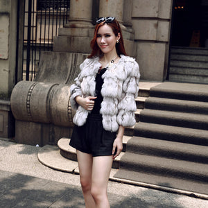 Natural Fox Fur Jacket for Women Winter Coat 14192