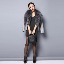 Load image into Gallery viewer, Genuine leather Jacket for women big Real raccoon fur collar 151246