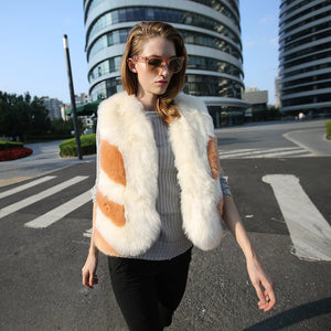 Real fox fur vest for women winter Jacket thick fox fur 16259