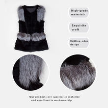 Load image into Gallery viewer, Women&#39;s Genuine Rabbit Fur Coat with Fox Fur Cuffs Warm Winter Coat 17216