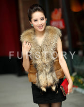Load image into Gallery viewer, Natural Rabbit Fur Knitter Sweater Long Vest Waistcoat Jacket