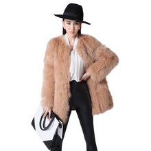 Load image into Gallery viewer, Women&#39;s Natural Fox Fur Coat Winter Full Sleeve Long Fox Fur Big Patches Real Fur Coat Female