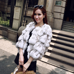 Natural Fox Fur Jacket for Women Winter Coat 14192