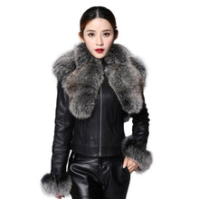 Load image into Gallery viewer, Women Fur Coat Real Sheep Leather Jacket Female Genuine Leather Coat 151247