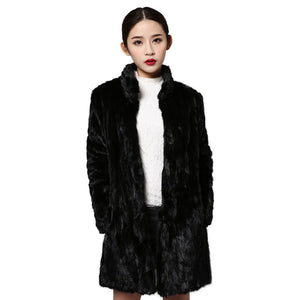 FS151250 Women's Genuine Mink Fur Coat Women Long Overcoat Outwear Fur Story