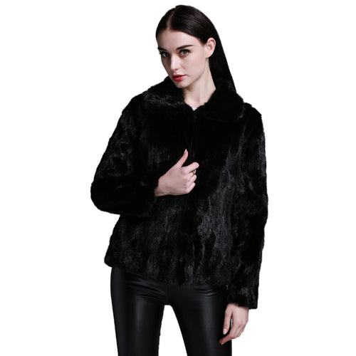 Women's Genuine Mink Fur Coat Women Cost-effective lapel Jacket 15136