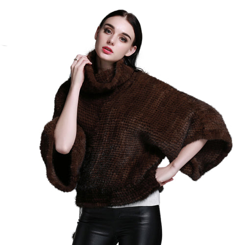 Women's Genuine Knitted Mink Fur Coat Women Pullover Coats Female 15198