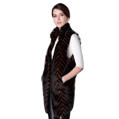 Plus Size Women's Real Mink Fur Vest Real Fur Vest Female 15217