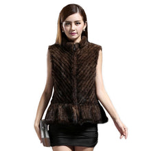 Load image into Gallery viewer, Women Vest Real Mink Fur Twill Stripes Skirt Hem Knitted 15269