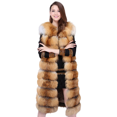 Women's Genuine Rabbit Fur Vest Women Long Style Fur Vest Female 15296
