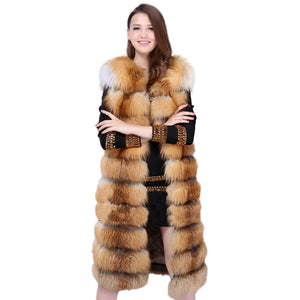 Women's Genuine Rabbit Fur Vest Women Long Style Fur Vest Female 15296