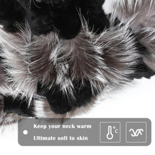 Load image into Gallery viewer, Women&#39;s Rex Rabbit Fur Scarf Ladies Winter Warm Knitted Flowers Crochet Fashion Scarf Scarves for Women Men Fur Story FS19502