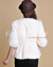 Load image into Gallery viewer, Natural Rabbit Fur Coat  Women&#39;  Fashion Grace Overcoat Jacket