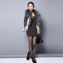 Load image into Gallery viewer, Genuine leather Jacket for women big Real raccoon fur collar 151246