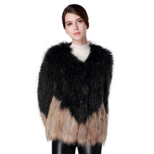 Load image into Gallery viewer, Women's Real Knitted Raccoon Fur  Coat Winter Fashion Patchwork Jacket 161172