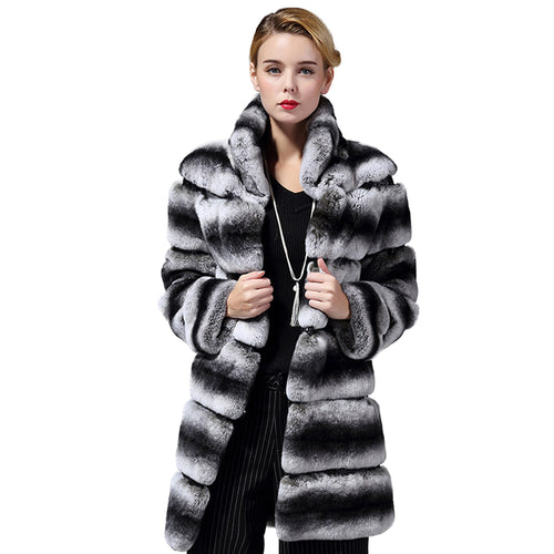 Rex Rabbit Fur Women's Outwear Chinchilla Color Long Sleeve 16129