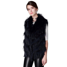 Load image into Gallery viewer, Women&#39;s Real Rabbit Fur Vest Knitted Style Natural Fur Waistcoat Female 16214