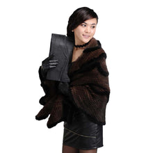 Load image into Gallery viewer, Women&#39;s Real Mink Fur Knitted Warm Shawl Natural Fur Poncho 16720