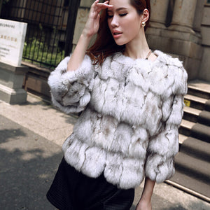 Natural Fox Fur Jacket for Women Winter Coat 14192