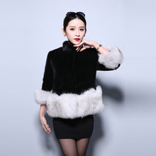 Load image into Gallery viewer, Natural Lamb Fur Jacket Coat with Fox Fur Bottom Trim Overcoat