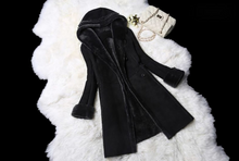 Load image into Gallery viewer, Women&#39;s Natural Long Lamb Fur Coat Double Faced Fur Coat with Fur Hood