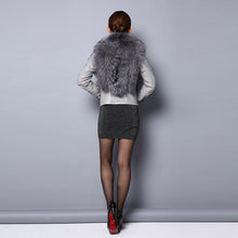 Load image into Gallery viewer, Genuine leather Jacket for women big Real raccoon fur collar 151246