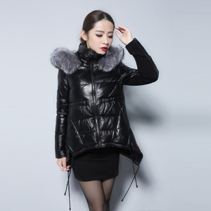 Women's Genuine Sheep Leather Down Jacket Warm  Coat Female