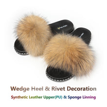 Load image into Gallery viewer, FS19S03 Fluffy Slides Furry Slipper Sandal (Rivet-Solid Color)