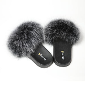Fluffy Slides Furry Slipper Sandals (Flat-Solid color)