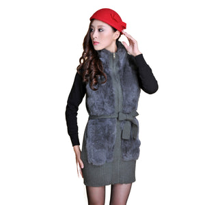 Natural Rabbit Fur Sweater Vest for Women Winter