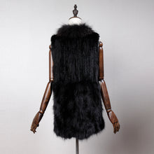 Load image into Gallery viewer, Women&#39;s Natural Fur Vest Rabbit Fur Knitted with Raccoon Collar 162100