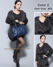 Load image into Gallery viewer, Natural Mink Fur Knitting Coat  Jacket Overcoat Long Length Version Outerwear Full Sleeve