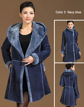 Load image into Gallery viewer, Women&#39;s Natural Long Lamb Fur Coat Double Faced Fur Coat with Fur Hood