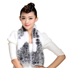 Load image into Gallery viewer, Real REX Rabbit Fur Scarf Flower Decoration Wrap Cape Shawl Neck Warmer Various Colors Soft Fur FS14507