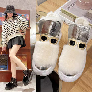 Women's Warm Fur Snow Winter Cute Comfortable Ankle Platform Boots 22S27