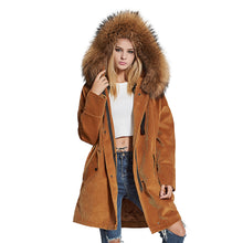 Load image into Gallery viewer, FS17147 Women spring winter Parka Fashion Coat with Real Rabbit Fur inside Warm Jacket with Real fur Hood Fur Story