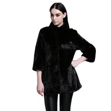 Load image into Gallery viewer, Women&#39;s Genuine Mink Fur Coat Women Pure Black Color Outerwear 161205