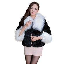 Load image into Gallery viewer, Real Rabbit fur coat fox fur collar and cuff jacket overcoat womens&#39; garment winter coat FS13066