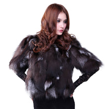 Load image into Gallery viewer, Real Silver Fox Fur Coat Jacket Overcoat Winter Coat Top Dress Nature Color 13039
