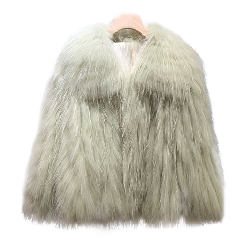 Raccoon Dog Fur Woven Fur Coat Women's Short Small Lapel Winter 2021 Fox Fur Fur Fur Coat Strip FS21119