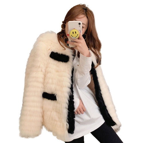 FS21122 Fur Coat Autumn and Winter 2021 New Car Stripe Fox Fur Grass Coat for Young Women
