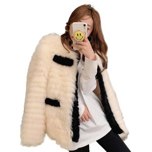 FS21122 Fur Coat Autumn and Winter 2021 New Car Stripe Fox Fur Grass Coat for Young Women