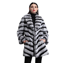 Load image into Gallery viewer, Real Rabbit Fur Women&#39;s Coats Chinchilla Color Full Sleeve Warm Winter Coat Fur Story FS161139