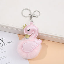 Load image into Gallery viewer, Pom Pom Keychain pendant plush ball ornament animal cartoon key ring 22C18