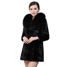Load image into Gallery viewer, Women&#39;s Genuine Mink Fur Coat Women with Fox Fur Collar Winter jacket Women 16154