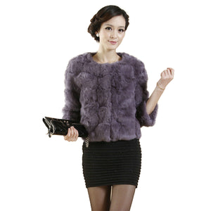 Real Rabbit Fur Coat Short Overcoat Jacket Womens' Top Winter Dress Good Quality Fur Coat Female Fur Story FS13016